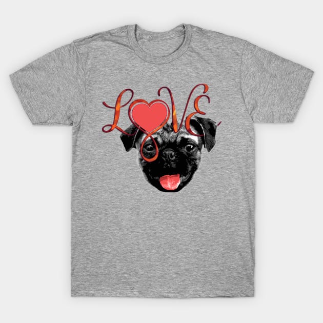 Infinity Love Heart Lemniscate PUG DOG T-Shirt by EDDArt